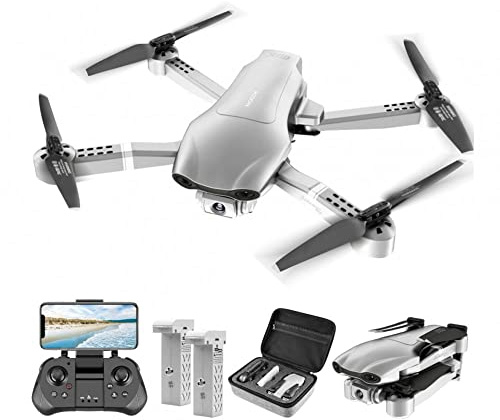 LUXWALLET Nocchi Pro 4D 4K 5 GHz WiFi Drohne mit Kamera, GPS und Tragetasche, 30km/h-500 Meter Entfernung, Silber