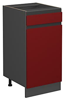 Vicco Küchenunterschrank R-Line, Rot, 40 cm | 1 Schublade · Ohne Arbeitsplatte · Höhenverstellbare Füße · ✓ Leichter Zugriff · ✓ Frei kombinierbar