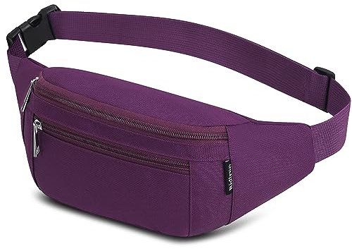 Bauchtasche Gürteltasche Hüfttasche Sport für Damen und Herren Wasserdicht Bauchtasche Doggy Bag Outdoor Groß Handytasche Umhängetasche Camping Wandern Fitness Fahrrad Running (Lila)