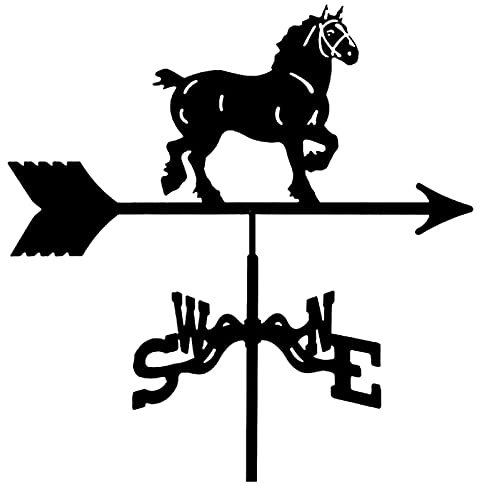 JESSAH Girouette Cheval métal girouette extérieure en Acier Inoxydable girouette Cour girouette Direction Vitesse du Vent indicateur de Direction pour Ferme Cour Jardin belvédère décorations