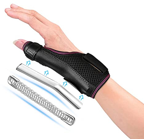 Fasola Muñequera Pulgar Reversible, Férula Transpirable Para el Pulgar Con 2 Férulas Metálicas, Inmovilizador del Pulgar Para el Túnel Carpiano, Artritis, Tendinitis y Esguinces - L