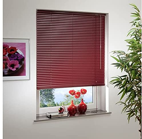 Alu-Jalousie, Verschiedene Größen & Farben, für Fenster & Tür, Rollo, Vorhang, Aluminiumjalousie, Lamellen-Rollo, Jalousette (aubergine 25mm, 100x250 cm)
