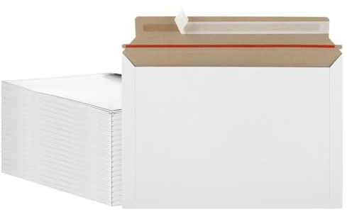 ZOFUN 50 DIN A4 Versandtaschen aus Karton, A4 Umschläge, 229 x 324 mm Briefumschläge A4 aus Karton Vollpappe, Kartonkuverts Vollpapptaschen für Broschüren Fotos Bilder Wandkalender, 229x 323 mm（Weiße）