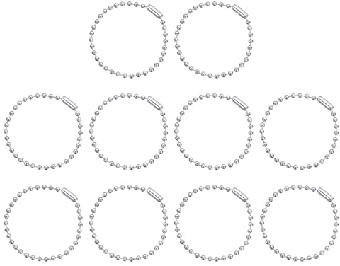 sourcing map 20pcs Ball Beads Chain 4 Inch 2.4mm Diameter Stainless Steel Dog Tag Keychain Ball Connector Clasp for Jewelry Making Necklace DIY Crafts, Silver Tone