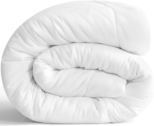 MKS. 4-säsongs täcke 200 x 200 Blanco, fluffig året runt-filt, perfekt för vinter och sommar, perfekt hygien för allergiker, fuktreglerande och andningsbar, filt 200 x 200 cm