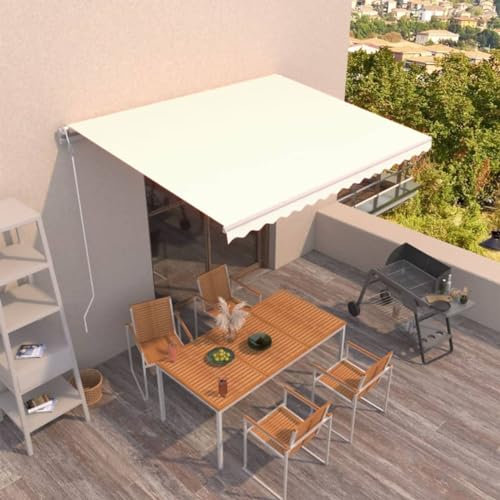 Festnight Toldo Motorizado 450 x 300 cm, Toldo Eléctrico y Manual Retráctil, Toldo Articulado Eléctrico con Mando a Distancia, Toldo Brazo Extensible para Terraza, Jardín, Crema#2