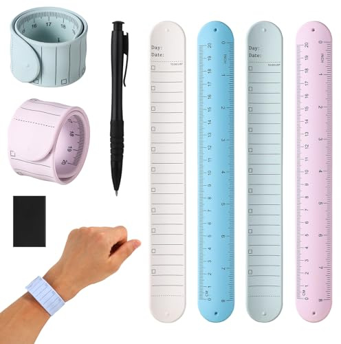4pz Bracciale Block Notes, 23,8 x 3 x 0,25 cm, Bracciale Promemoria Cancellabile in Silicone Indossabili Braccialetto Lista con Penna Gomma per Studenti Infermieri Lavoro di Studio Quotidiano