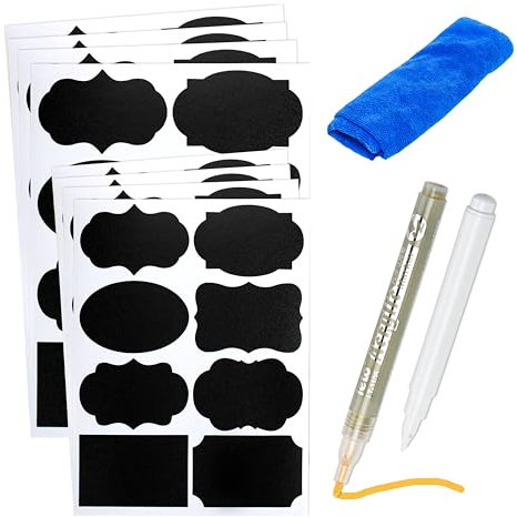 ARMIZ Kreidetafel-Etiketten mit 2 Stiften und 1 Handtuch, wasserdichte und wiederverwendbare Aufkleber für Gläser, Behälter, Speisekammer, Aufbewahrungsbehälter, 163 Stück