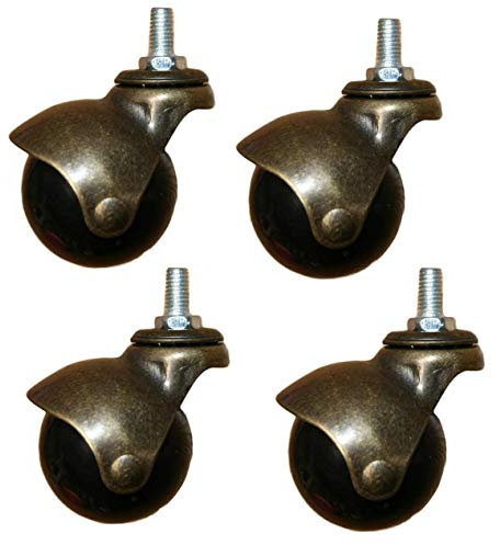 SZITW 4 Stück bronzene Kugelrollen, 2-Zoll-Möbelrollen mit antikem Gold, Gewindestangenmontage M8/M10 mm, Bürostuhlrollen, Sofarollen, Couchtischrollen (4 Stück M8