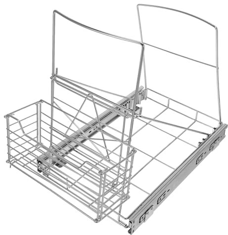 Amosfun Poubelle Extractible sous L'armoire sous L'évier Étagère Coulissante Réglable Kit De Poubelle Coulissante Adapté pour De 7 À 11 Gallons (Non Incluse)