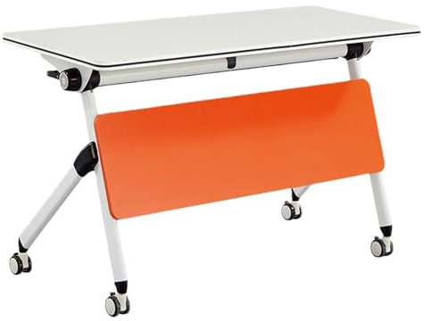 YVYKFZD Klappbarer Konferenztisch, mobiler Besprechungstisch mit Rollen und Schallwand, rollbarer Schreibtisch Klapptisch, rechteckiger Meetingtisch Mehrzwecktisch(6PCS,55.1x15.7x29.5)