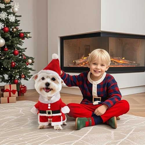 Kungfu Mall Hunde Weihnachtskostüm, Hundebekleidung & Zubehör Hund Hoodie Kostüm, Katzen Weihnachtskostüm Kostüm Weihnachten, Hund Weihnachten Geschenke Haustier Cosplay Kostüme Mittlere Größe