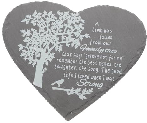ULDIGI Gedenkstein Herzform Aus Schiefer Mit Gravur Für Geliebte Menschen Oder Haustiere Gartenfriedhof Gedenkstein Robust Und Wetterfest