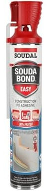 Soudal Soudabond Easy Genius Gun Construction Fast Fix Heavy Duty PU Adhesive Hand Held Expanding Foam 750ml Canister Orange High Performance Polyurethane Single Component Souda Bond