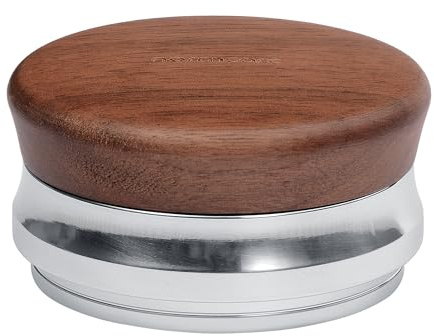 Normcore Espresso-Tamper mit flachem Boden, 58,5 mm, robuster Kaffee-Tamper mit echtem amerikanischem Walnussholz, verstellbare Tiefe, Höhe passend für alle 58 mm Espresso-Siebträger