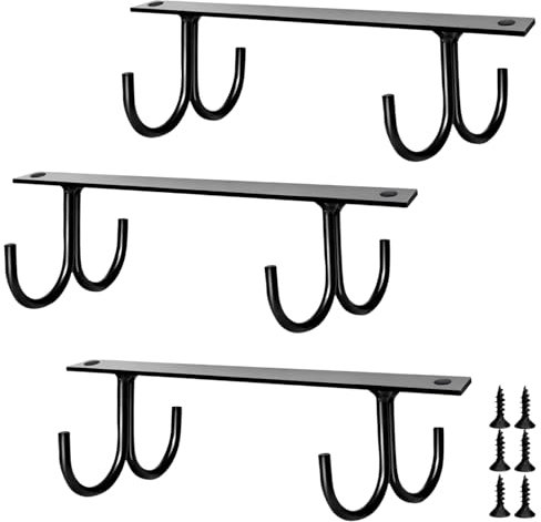 Volumoon Lot de 3 Porte-Tasses Suspendu Sous Placard - Crochet de Rangement pour 12 Tasses, Mugs et Cafés - Noir