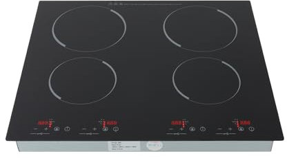 HarBin-Star Placa vitrocerámica de 4 zonas, 6000 W, 60 cm de inducción, con sensor táctil de control, placa de cocción empotrable, sin marco, para teteras, ollas de aluminio, ollas de cristal, etc.