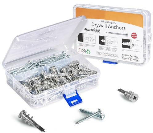 Rigipsdübel, 50 StüCk Selbstbohrender GipskartondüBel Metall mit Schrauben,​Zur Befestigung In Beton, Ziegeln, Gipsbauplatten Uvm
