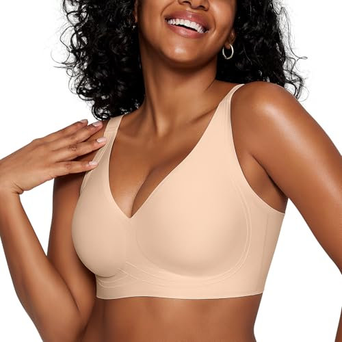 ProKloud Non Wired Bras for Women Seamless Push Up Bra Comfort Wireless Support Deep V Sleep Bralettes Soft T Shirt Ladies Bras Skin