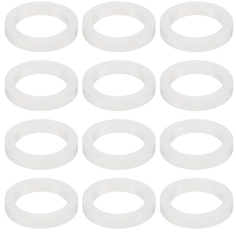 sourcing map 12 rondelle piatte in silicone solido DN25 1-3/8 OD x 1 ID x 0,6 cm di spessore, grandi rondelle O-Ring, distanziatore in gomma piatta industriale, bianco