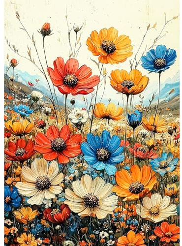 AIRDEA Flores silvestres Diamond Painting, Paisaje Pintura Diamante Kit Manualidades Adultos, Diamond Painting Adultos Dibujos con Diamantes para la Decoración de la Pared del Hogar 30x40 cm