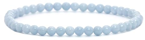 LAKADA Echtes Edelstein Armband mit runden 4mm Perlen - verschiedene Längen - Heilstein Schutzstein Edelsteinarmband Glücksbringer Talisman Geschenk