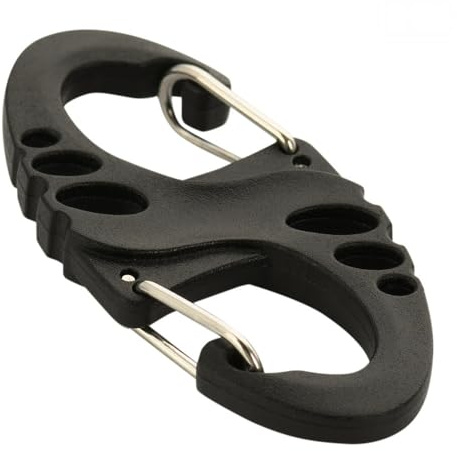 M-Tac S-Hook Karabiner doppelseitig – Leichter Schlüsselanhänger Karabiner aus Kunststoff mit Metallfeder – Mini Befestigungshaken für Rucksack, Outdoor, EDC, Camping, Trekking, Black, 3 Stück