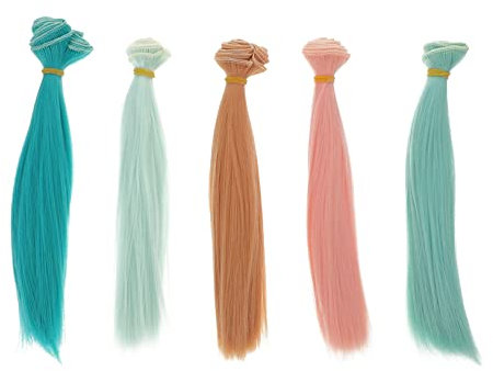 Sewroro 5stücke Teiliges Hitzebeständiges Puppenhaar Für DIY Puppenperücken Basteln Haarsträhnen Leicht Frisierbar Mit Föhn Und Glätteisen Für Individuelle Puppenfrisuren Und Reparaturen