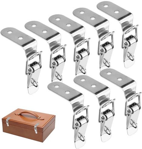 8 Piezas Cerradura De Palanca a 90 Gradi, Cierre De Palanca, Pestillo De Palanca, Cierre De Resorte De Acero Inoxidable, Ajustable Cierre Rápido para Caja De Herramientas, Baúl, Cajón, Gabinete