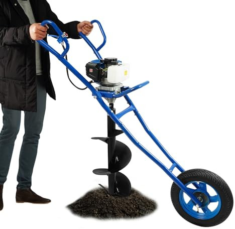 PINYELIN Tarière à essence 2 temps 52 cm³, 8800 tr/min, design monocycle, tarière à essence, tarière