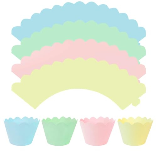 JIHUOO Lot de 48 caissettes en papier pastel pour cupcakes de Pâques - Pour fête prénatale - Papier sulfurisé - Pour muffins - Pour anniversaire