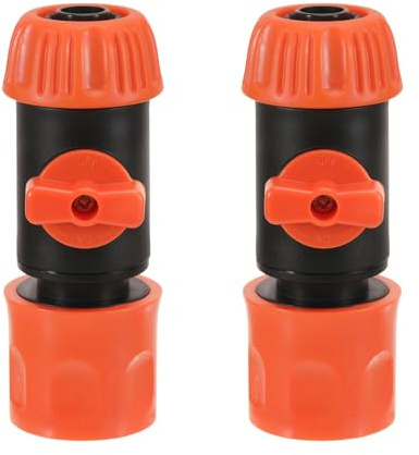 EUIOOVM Gartenschlauch Schnellverbinder mit Absperrventil, Schlauchkupplung mit Regulierventil Schlauchverbinder für 1/2 Zoll (13 mm) Schlauch Kupplungs Satz für Gartengeräte(2 Stück)