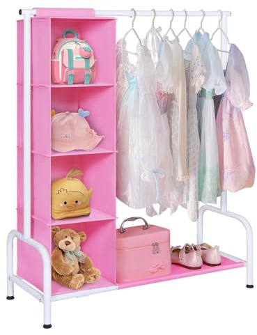Univivi Perchero corto para ropa para niños, barra corta para colgar ropa, perchero portátil para abrigos, faldas, perchero para dormitorio de niños, rosa