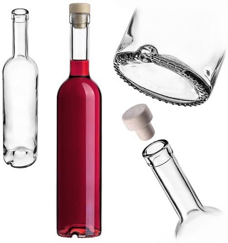 KADAX Botella de cristal de 500 ml – Botellas vacías con tapón de corcho para licores, aguacates y condimentos