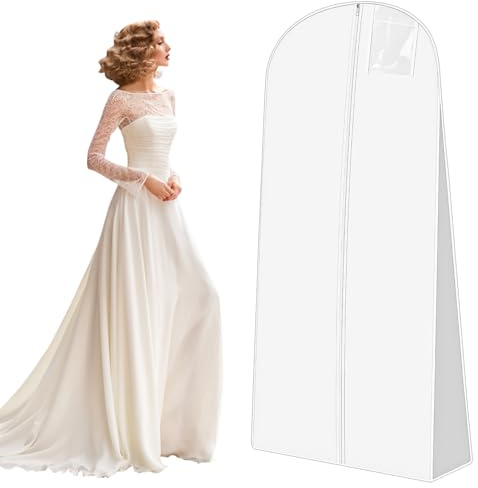 1 Stück Brautkleidhülle Kleidersack 180 cm,Anti-Staub Atmungsaktiver Hochzeitskleid Kleidersack mit Mit Reißverschluss, Geeignet für Brautkleider, Kleider, Mäntel, Lange Mäntel usw (1 Stück)