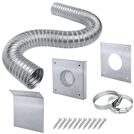 2. Outside Cold Air Kit – aair Intake, Stove Pipe | Vent Pipe Kit for Pellet Stove, Rustproof Air FLW System, Outdoor to Indoor Ventilation Kits Fireplace Heating System Installation