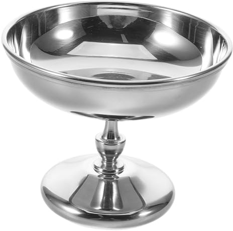 STOBAZA Coupes à Dessert Acier Inoxydable Vintage avec Pied Bol pour Glace Pudding et Salade Robuste et Facile à Nettoyer