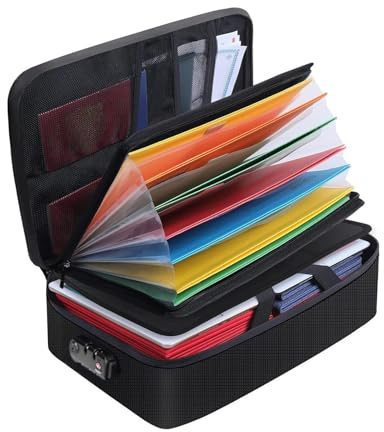 KINDLUME Bolsa Ignífuga para Documentos a4 5200℉ Con Cerradura De Combinación, Resistente Al Fuego y Al Agua, Organizador Para Hogar y Oficina, 36x27x10cm, para Documentos Importantes, Papeles