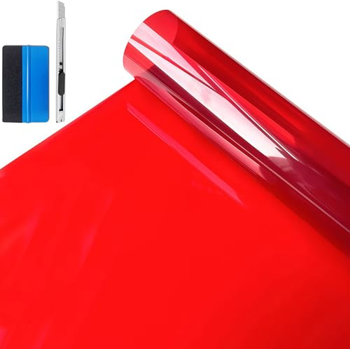 NewL Rot PET Fensterfolie, Selbstkl. Wärmedämmung 30x200cm | Mehrere Farben & Größen wählbar, 99% UV-Schutz, Werkzeug inkl., 0,06 mm Dicke, für Auto, Haus, Büro, Laden, Fensteraufkleber