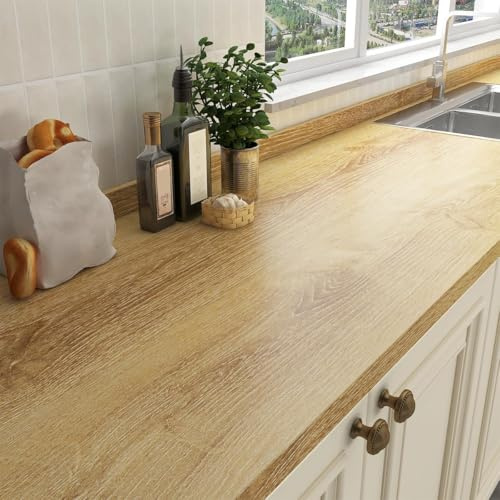 Yenhome Vinilo Adhesivo Muebles Madera Roble 60x300cm Papel Autoadhesivo Efecto Roble Claro para Armario Vinilo Adhesivo Madera Muebles Natural para Cocina Encimera Puertas Mesa Oficina Impermeable
