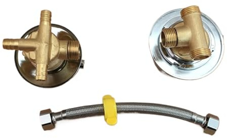 Déviateur de Valve d’eau chaude et froide, Mitigeur thermostatique mural en laiton 2/3/4/5 voies, filetage, finition argent/or, 130 mm(3 Way Intubation Set)