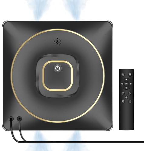 Jemyths Robot Laveur de Vitre, Robot Nettoyeur de Vitres avec 4 Buses à Ultrasons, Super Aspiration 3500pa et Technologie de Détection Intelligente des Bords, Adapté à Toutes Les Surfaces Lisses