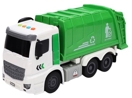 Fockety Camión de Basura de Juguete, camión de Basura Grande de fricción con luz y Sonidos, Modelo de Coche de Basura Deslizante por inercia para niños pequeños