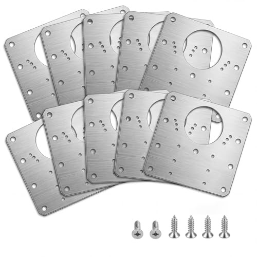 10 Pcs Hinges Repair Brackets, Stainless Steel Hinges Repair | Plates with Holes, Kitchen Cupboards Cabinets Doors Hinges Flat Fixing Joining Mending with 60 Pcs Screws