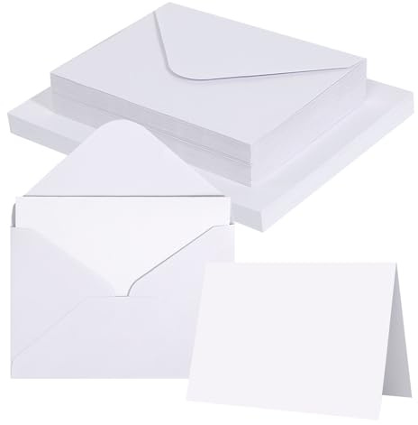 Briefumschläge mit Karten Blanko, 60er Set Umschläge Faltkarten zum Selbstgestalten, Blanko Falt Karten Kuvert Doppelkarten Weiß kreative Klappkarten für Grußkarten Einladung Geburtstagskarten