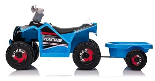 RELAX4LIFE Quad Elettrico per Bambini, 6V 2–3 km/h con Rimorchio Rimovibile, Fari e Pedale, Quad Elettrico per Bambini da 3 Anni (BLU)