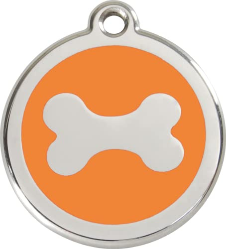 Red Dingo Hundemarke Knochen inklusive Gravur (M, orange)