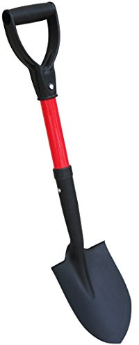 TABOR TOOLS Shovel with Round Point Blade and Comfortable D Grip 20 Inch Fiberglass Handle, Mini Trunk Digging Spade. J211A. (D Handle, Short Shovel)