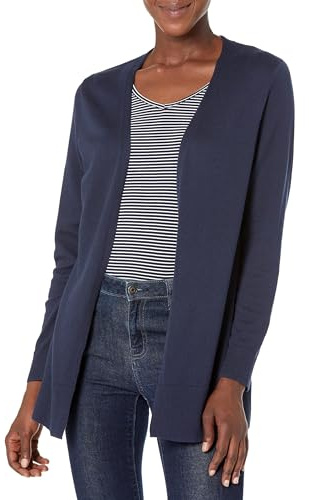 Amazon Essentials Damen Leichte Strickjacke ohne Knöpfe (in Übergröße erhältlich), Marineblau, M