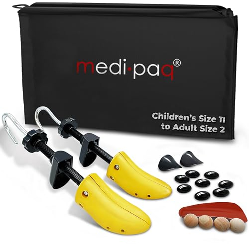 Medipaq - Set of 2 Children's Premium Plastic Shoe Tree with Cedar Balls and Drawstring Bag - Children's Size 11 to Adult Size 2 - Shoe Stretchers UK Brand - Plastic Shoe Shaper and Shoe Expander